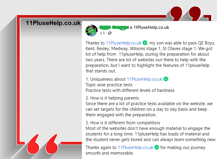 11 Plus Exam Result Parents Feedback - Best 11 Plus Online Practice ...