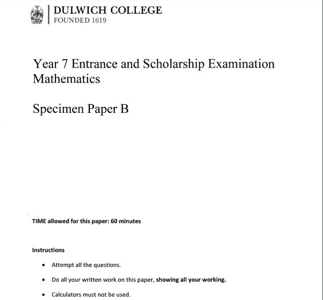 Dulwich College Specimen B Paper - Best 11 Plus Online Practice Exams ...